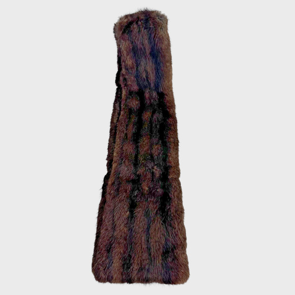 Vintage Fur Collar Neck Warmer Wrap Genuine Satin Lined 48" x5" Brown - Picture 5 of 6